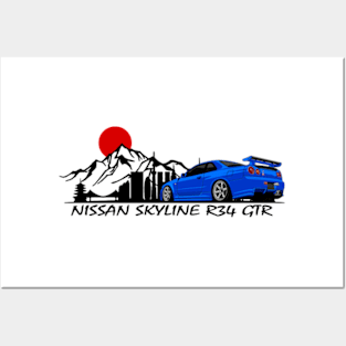 Nissan Skyline GTR R34, JDM Car Posters and Art